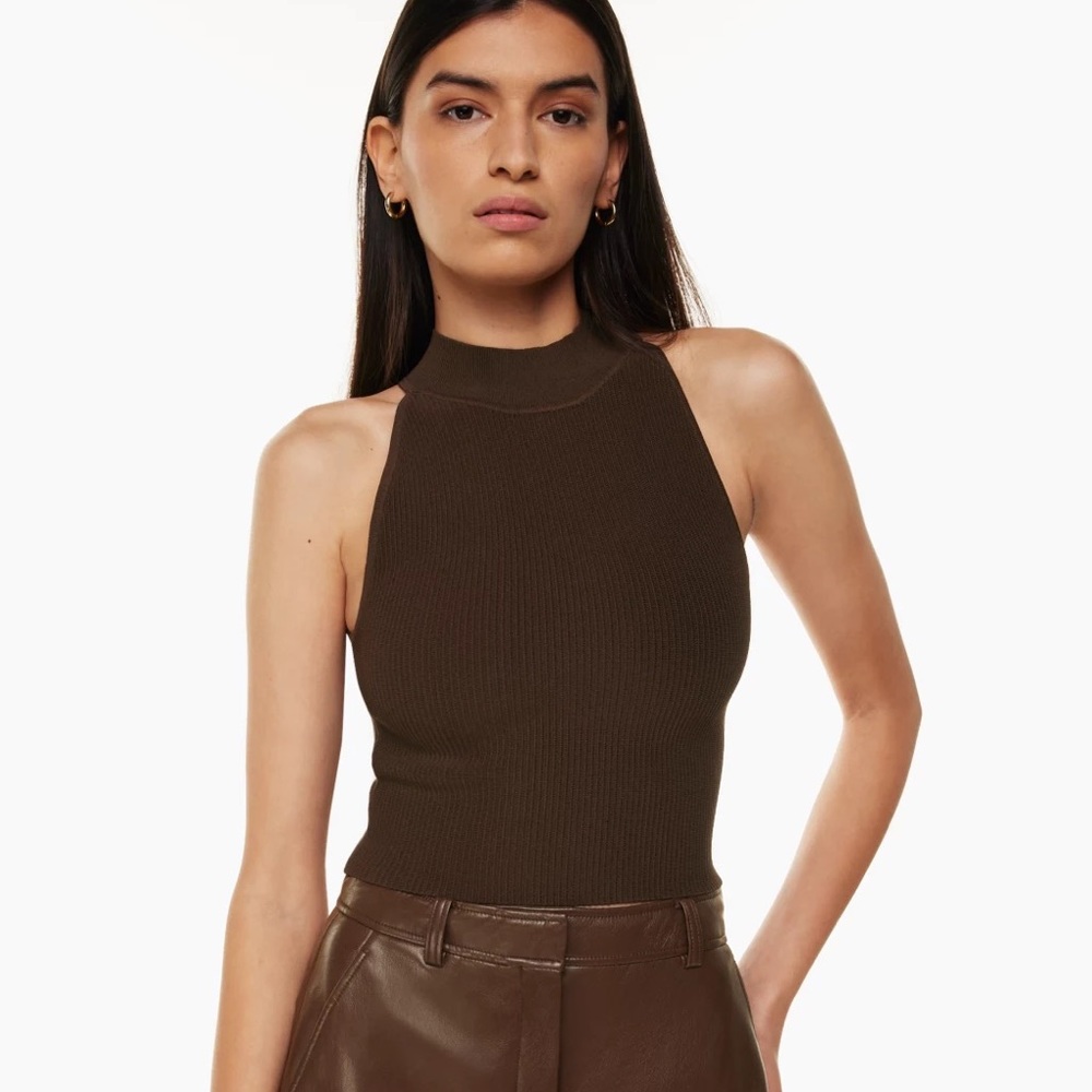 NWOT Babaton Sculpt Knit Halter in Coffee Bean